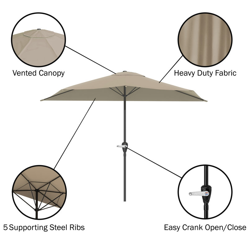 Summertime Umbrellas 3 Half Umbrella Outdoor Patio Shade - 9' Patio Umbrella with Easy Crank - Small Canopy for Balcony, Table, or Deck by Pure Garden