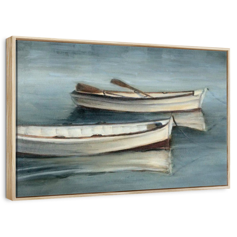 Petites eaux calmes I, 25 po x 17 po, Cadre flottant en bois naturel