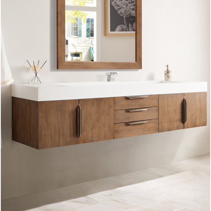 Mercer Island 72'' W Single Vanity, Glossy White, Dusk Gray, Brushed Nickel