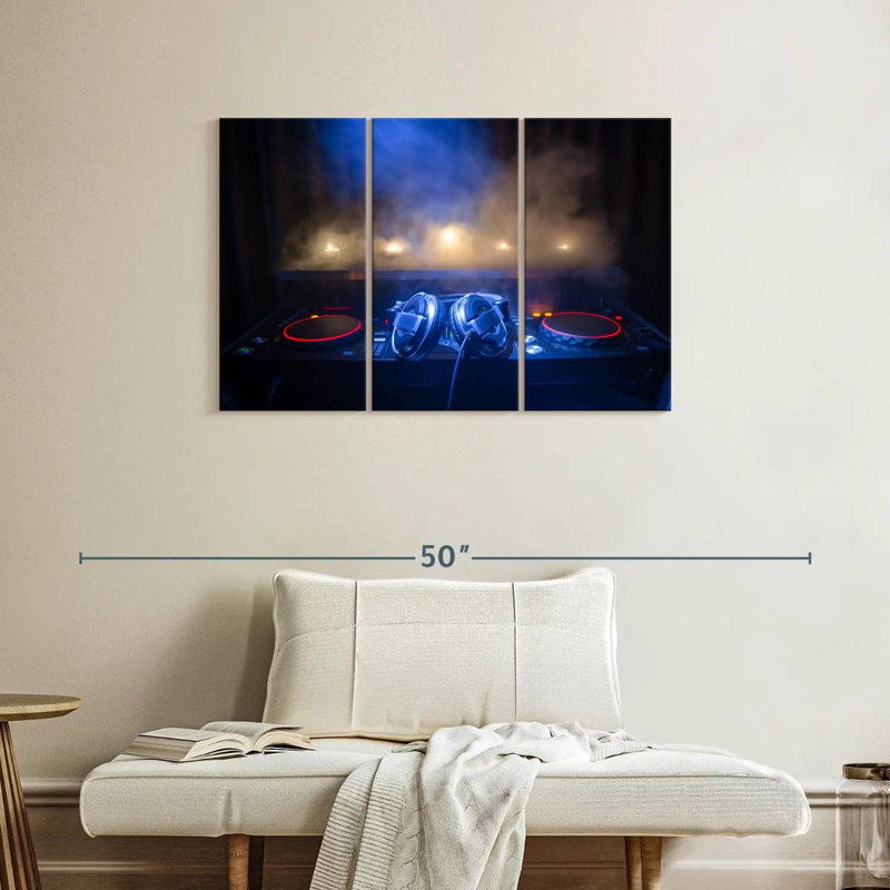 " DJ's Headphones " 3 Piece Art Set, 24" H x 38" W x 1.25" D