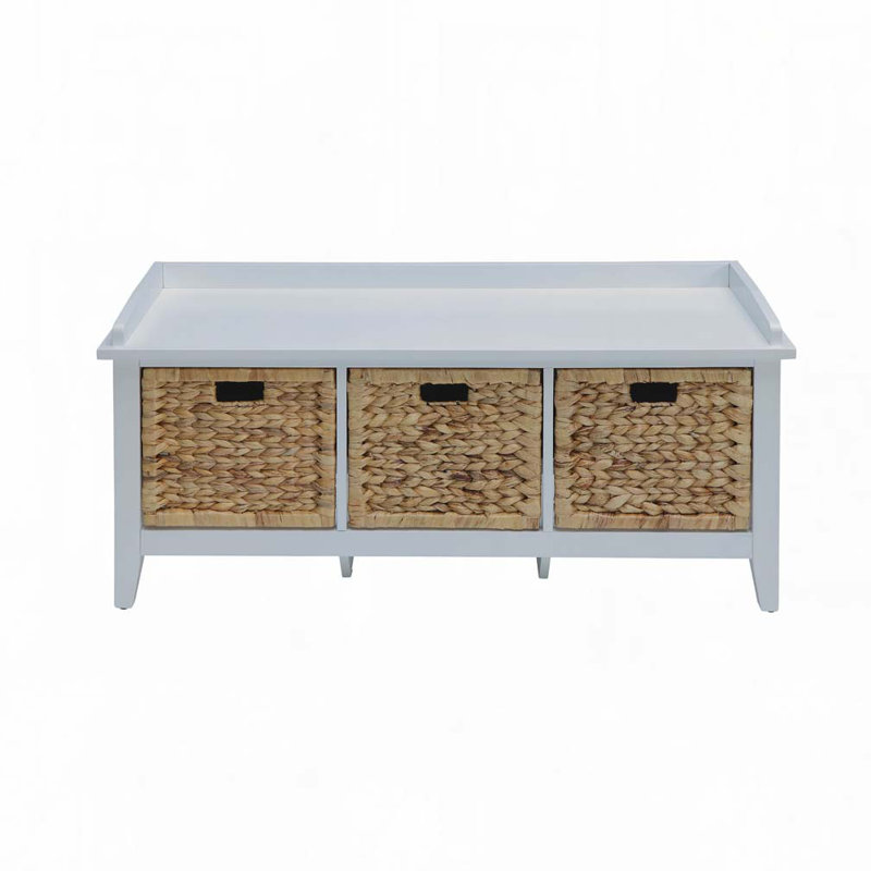 Banc en rotin avec 3 paniers