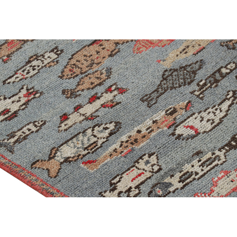 Burano Hand Knotted Wool Animal Print Area Rug, Runner 3' x 10'