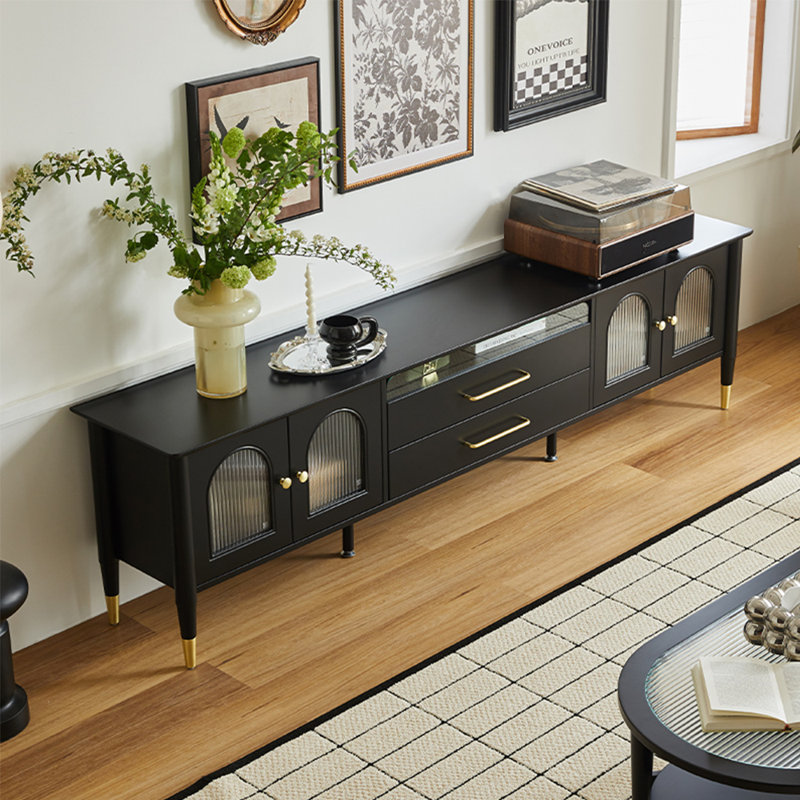 Spacious smooth TV stand solid wood, 70.87"