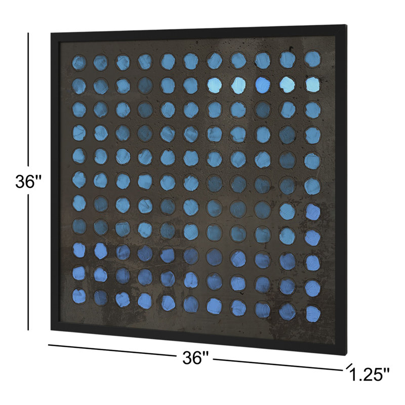 Squared Circles 5 Print by Jacques Pilon, 36" H x 36" W x 1.25" D, Black Wood
