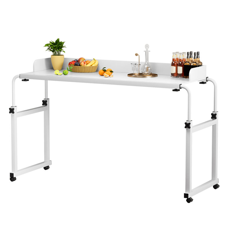 Overbed Table With Wheels, Overbed Desk With Adjustable Length And Height, Rolling Over Bed Desk, King Queen Over The Bed Table On Wheels, Heavy Duty Laptop Table For Hospital And Home