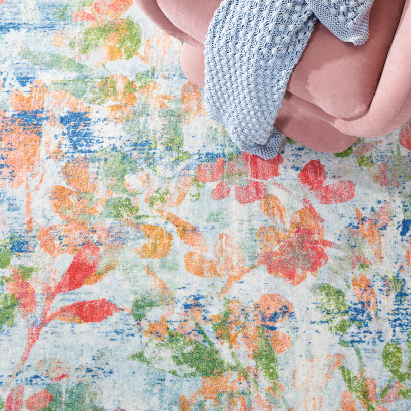 Tapis bleu marine / orange Clairan, Rectangle 8 pi 9 po x 12 pi