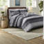 Ensemble de literie pour très grand lit 9 pièces, microfibre et coton ultra doux, motif à rayures noires pour les chambres à coucher modernes