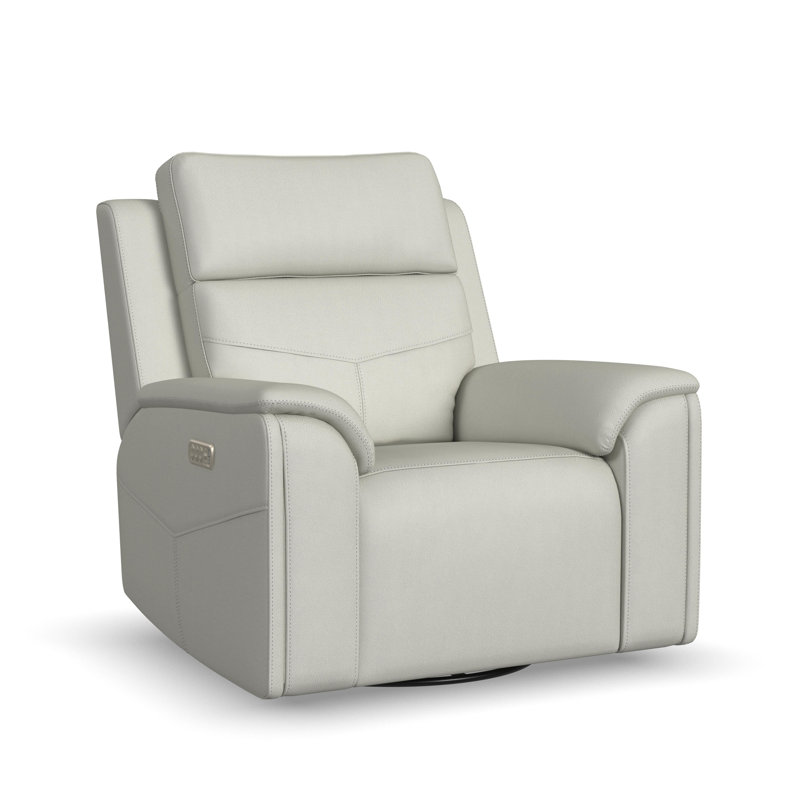 Titus Swivel Gliding Recliner With Power Headrest, Lumbar, Heat & Massage, Gray
