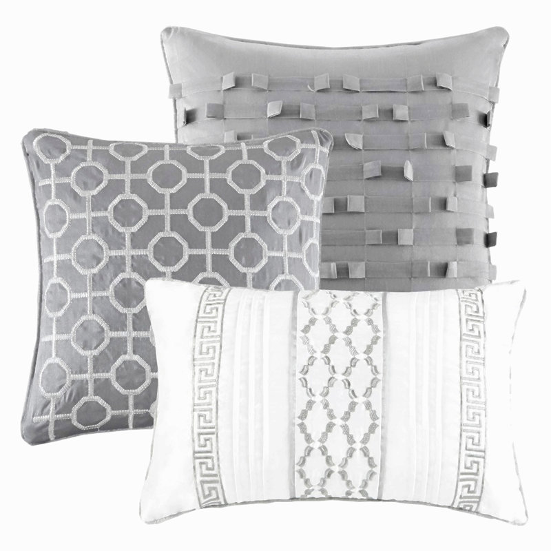 7 Piece Comforter Set Grey Queen