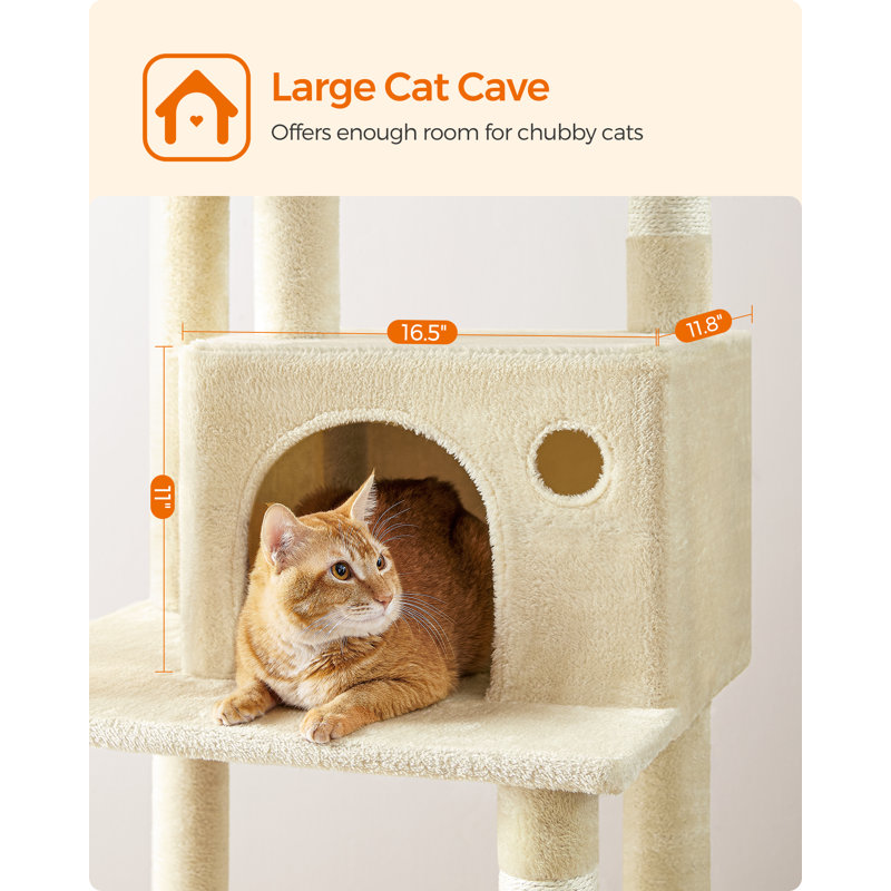 Arbre à chat à niveaux multiples de 78,3 po avec poteaux à griffer pour chat Timmins, Beige
