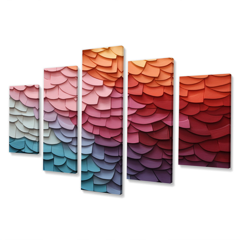 «Opt Art Harmonious Spectrum IV - Reproduction d'art murale moderne - 5 panneaux