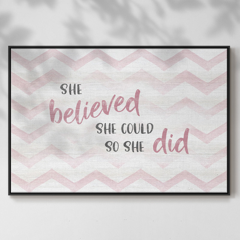 «Believed She pourrait encadrée sur toile», art textuel, Noir, H 17 po x l 25 po x P 2 po