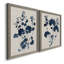Bleu marine et feuilles de lin II, toile encadrée de qualité supérieure - prête à être accrochée-891490065-891490073