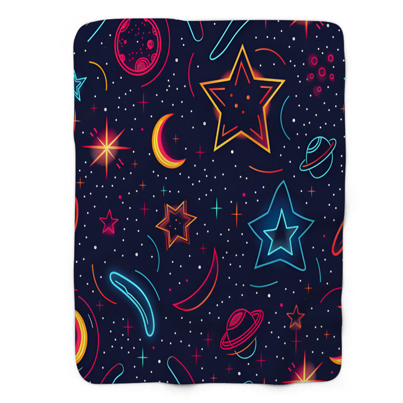 Stardust Neon Fantasy - Couverture Sherpa de qualité supérieure 1 pièce, Lit simple