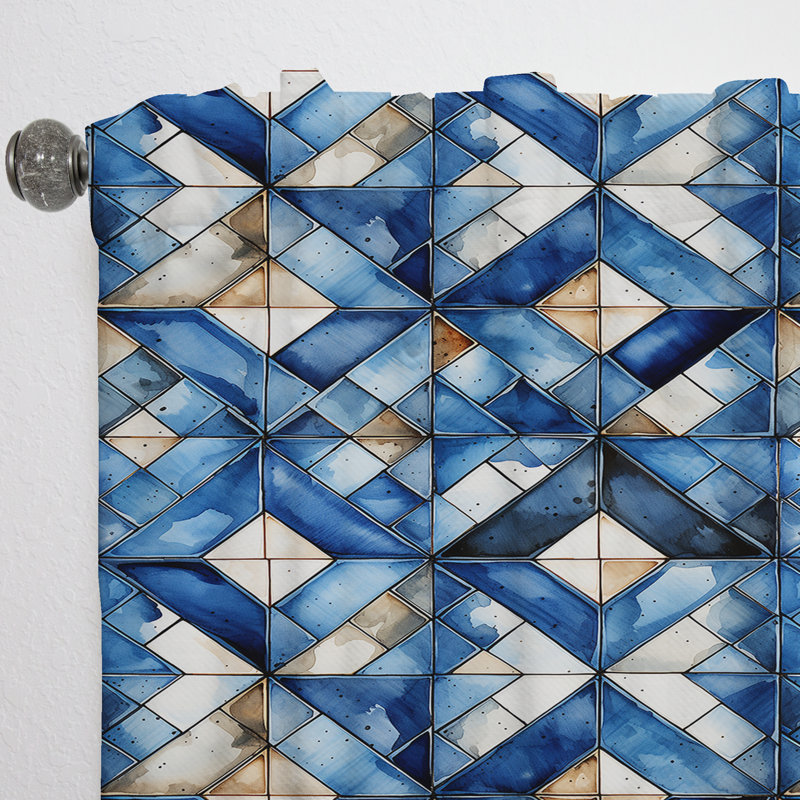 Rustic Cobalt Lattices Elegance - Rideau abstrait - Rideau géométrique obscurcissant - 1 panneau, L 52 po x L 90 po