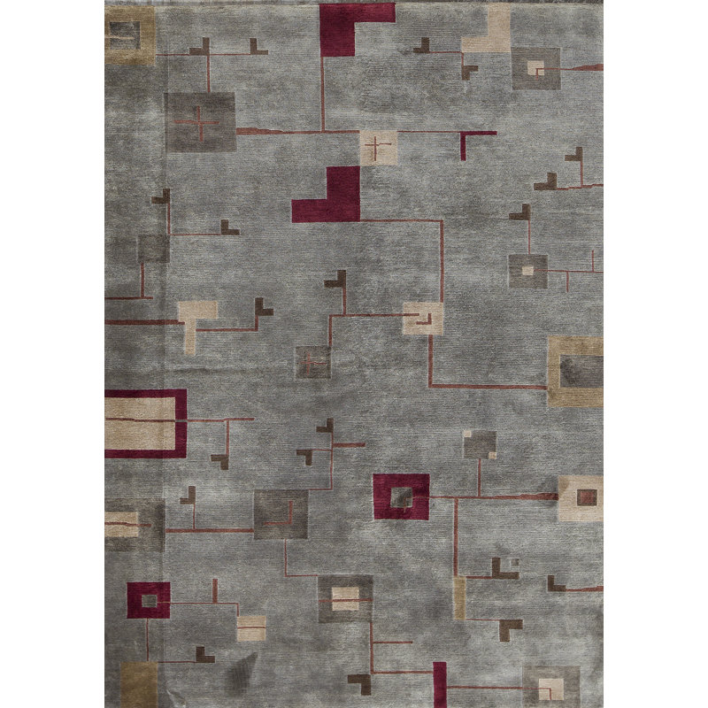 Hand-Knotted High-Quality Green and Beige Area Rug
