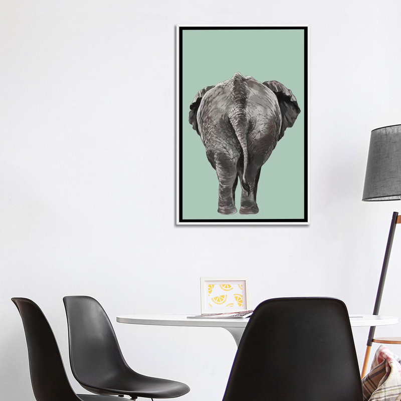 Art de bout éléphant, Toile blanche encadrée, H 40 po x l 26 po x P 1,5 po