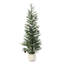 Sapin de Noël artificiel vert de 1,5 m (5 pi) aux branches clairsemées, avec des pommes de pin dans un pot blanc