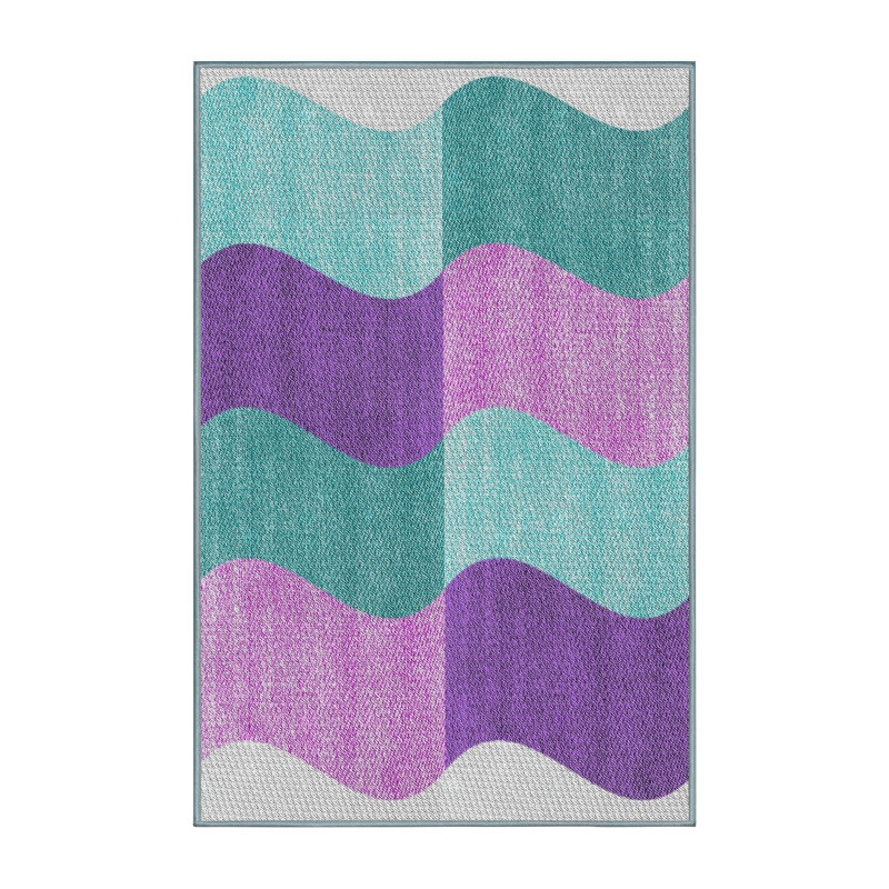Tapis géométrique gris / rouge / bleu, Rectangle 8 pi x 12 pi