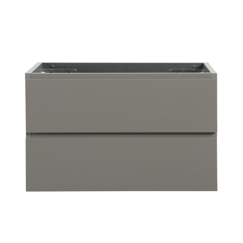 Armoire murale grise sans cuve, 2 tiroirs pré-assemblés, glissières de tiroir silencieuses, fonction d'optimisation de l'espace double sans cuve - pour caractéristique