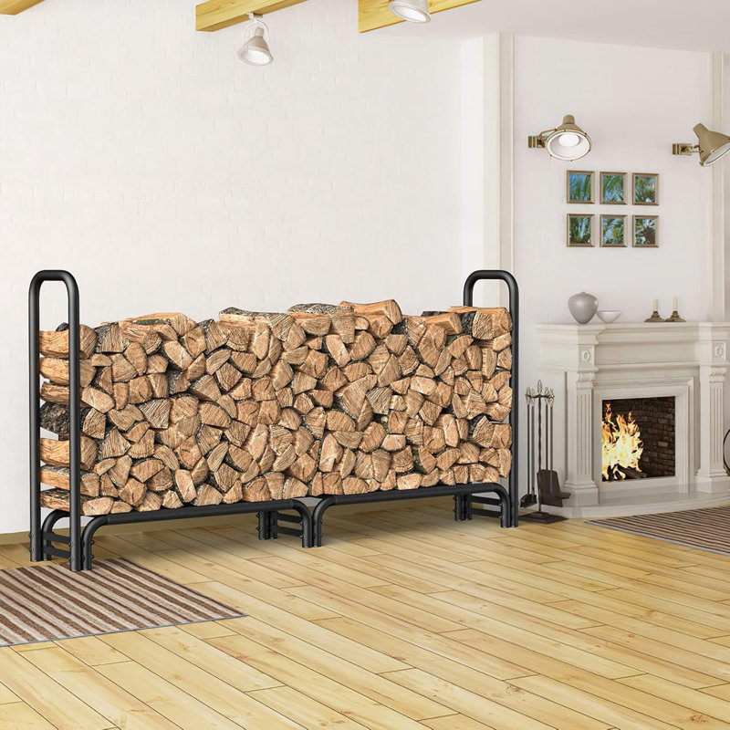 Support à bois de chauffage robuste de 8 pi avec filet en tissu - Capacité de 4 000 lb pour le rangement de bois de chauffage de différentes tailles