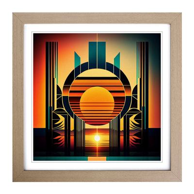 Art Deco Sunset Geometric - Framed Print