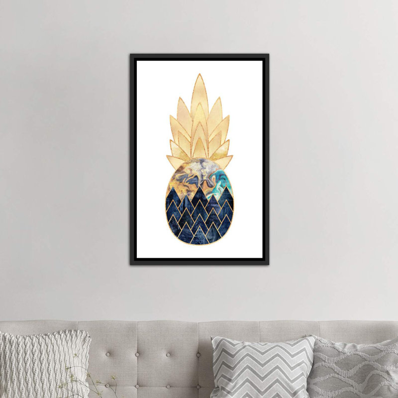 « précieux ananas i » par elisabeth fredriksson-print, Toile avec cadre noir, H 60 po x l 40po x P 1,5 po