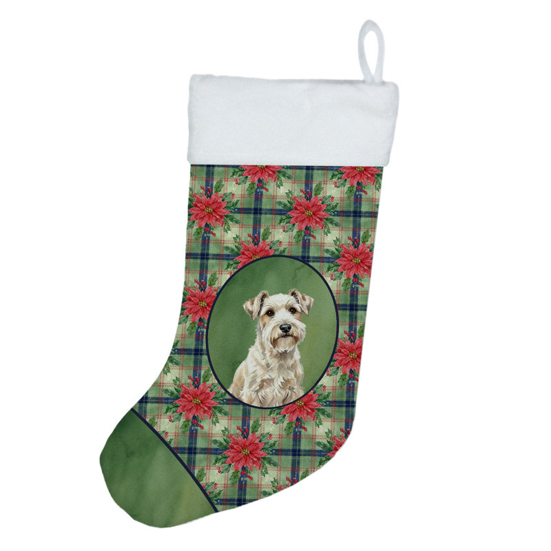 Chaussette de Noël Sealyham Terrier Christmas PoinsettIas