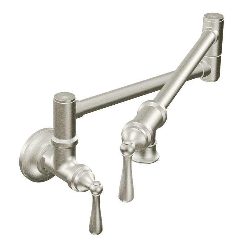 Moen Traditional Wall Mount Swing Arm Folding Pot Filler Kitchen Faucet, Spot Resist Stainless