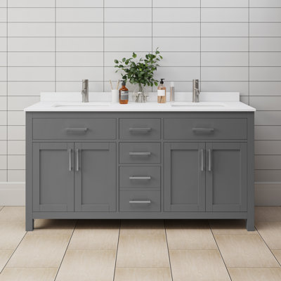 Beckett 66" Freestanding Double Bathroom Vanity with Cultured Marble Top