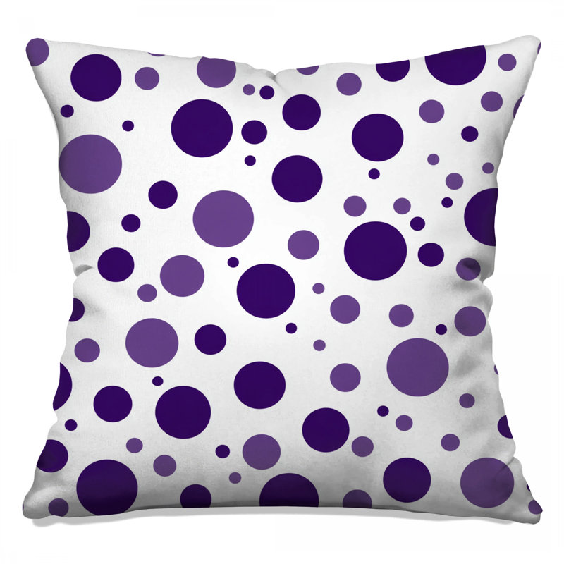 Coussin décoratif à pois, Carré 18 po, Pois mauves