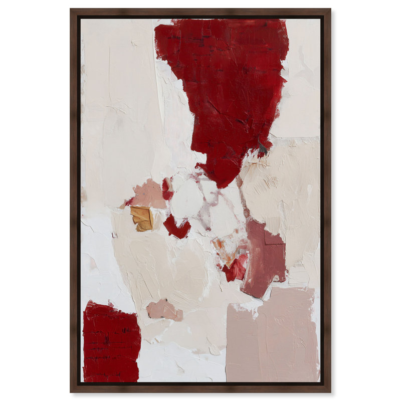 "Impasto Red I", impression murale encadrée par Art Remedy, cadre argenté, 24 x 36, H 37 po x l 25 po