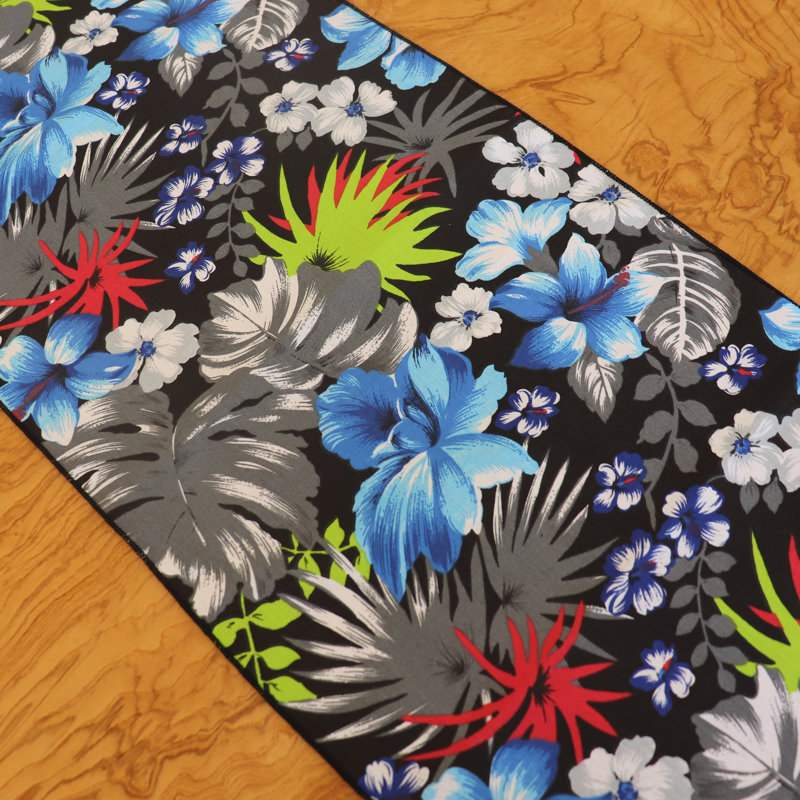 Chemin de table Tropical Hawaiian, 108 po x 12 po, Noir, noir, noir, noir