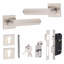  Modern Lima Euro Lock Door Handles in Satin Nickel Finish with 70mm Key, Thumbturn Barrell and Ball Bearing Hinges