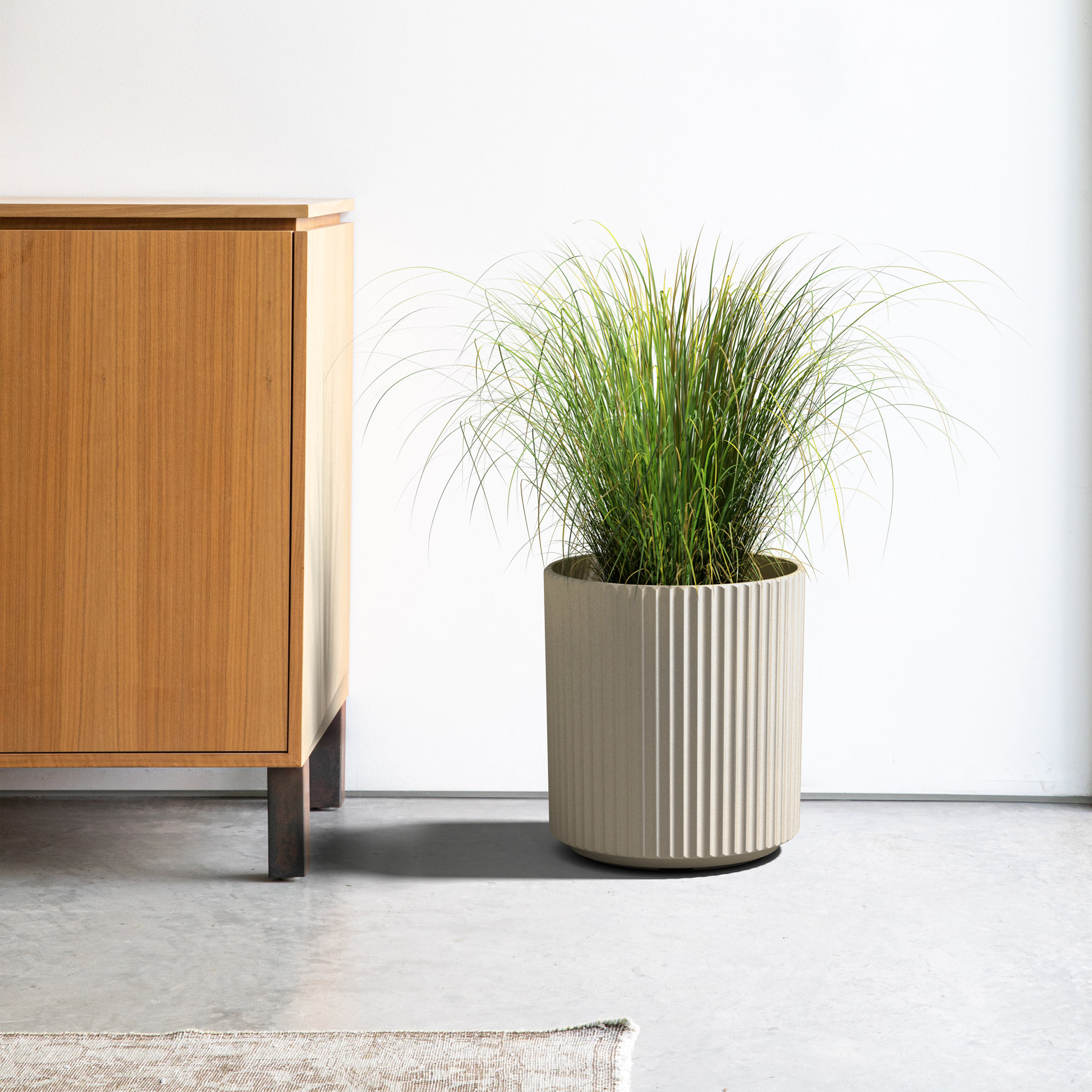 Demi Series Round Planter, 16" H x 14.75" W x 14.75" D, 1, Sand