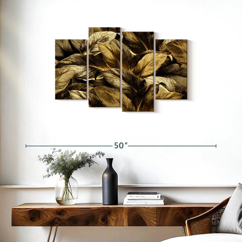 Harnek, feuilles d'or, H 22 po x l 36 po