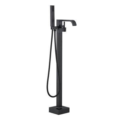 Robinet de baignoire autoportant à poignée simple avec douchette