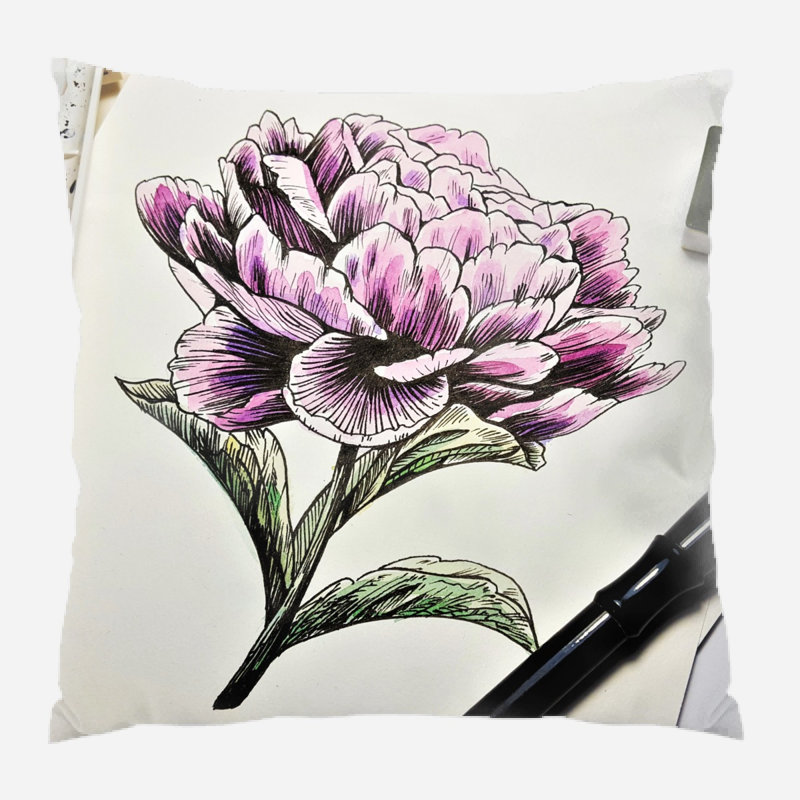 Coussin décoratif painting Urbank, Microsuède, Intérieur