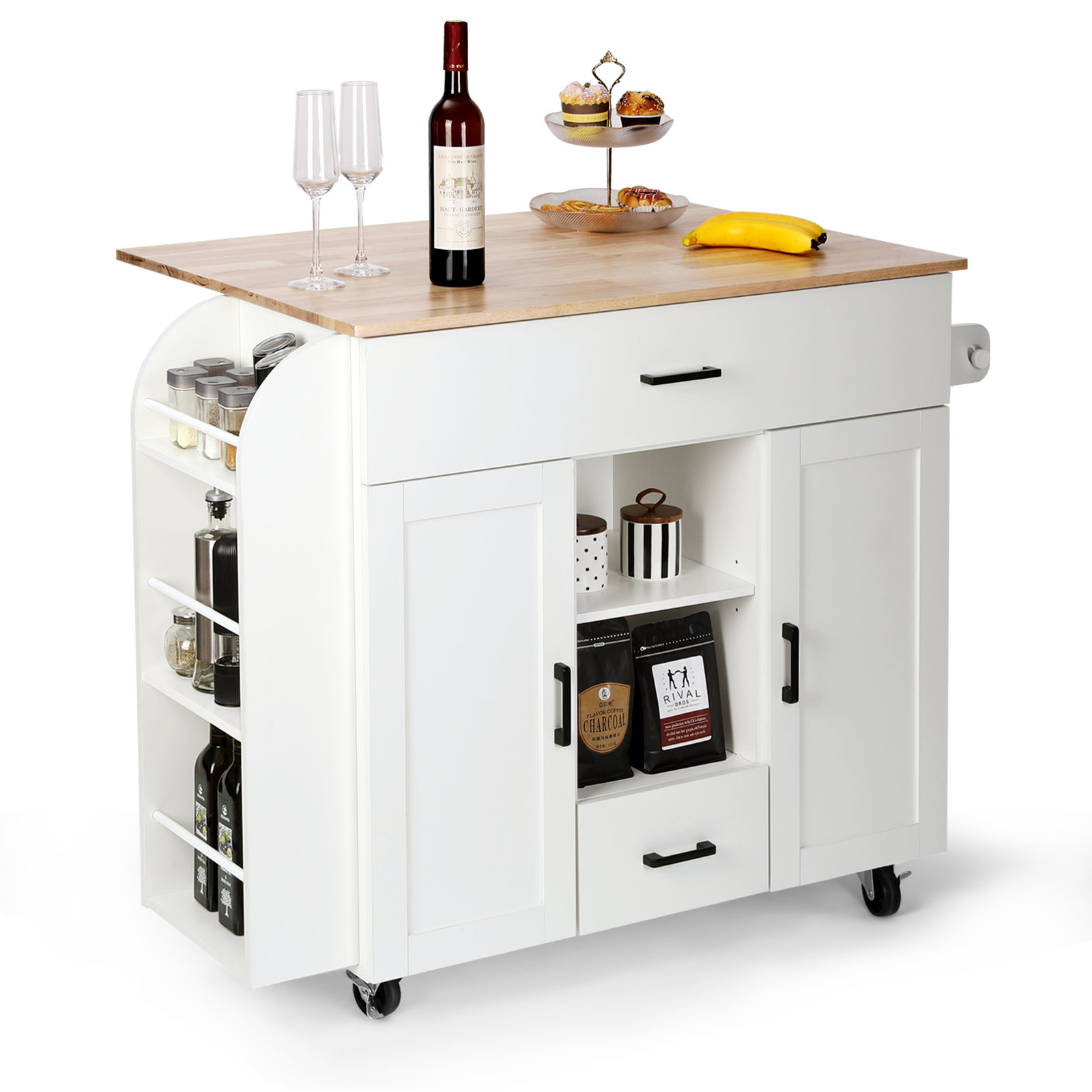 Red Barrel Studio® Jonhatan 45.2" Solid Wood Kitchen Island With Drop