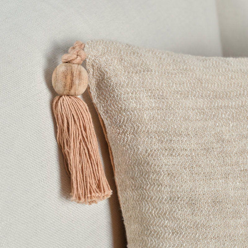 Cherry Linen Lumbar Pillow Cover & Insert, Natural, 14" x 26"