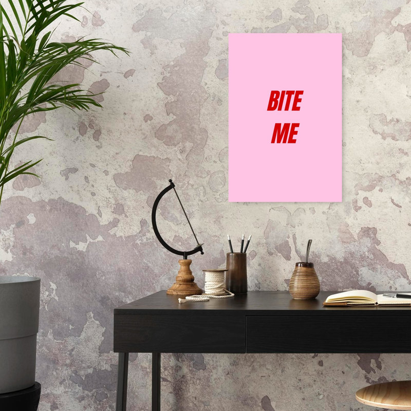 «Sassy Pink Bite Me Bold Minimalist», reproduction d'art murale moderne, 24" H x 16" W