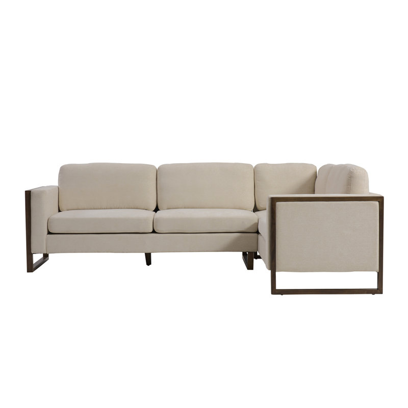 Canapé modulaire carré en L 2 pièces à accoudoirs carrés, design moderne pour le salon et la chambre à coucher