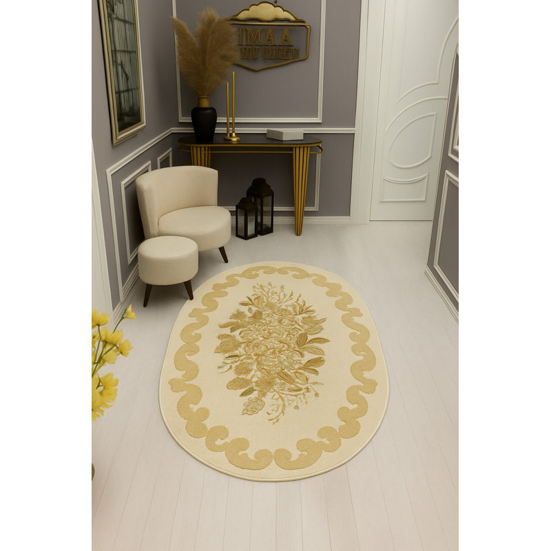 Tapis beige tissé traditionnel Mosso, 4 pi 11 po x 9 pi 10 po