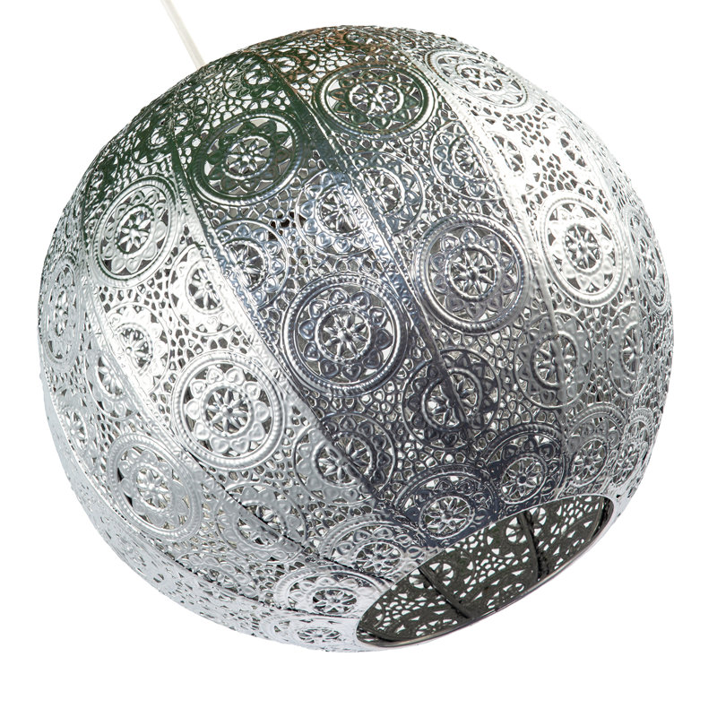 Spherical Vintage Moroccan Pendant Lamp Shade By, Silver