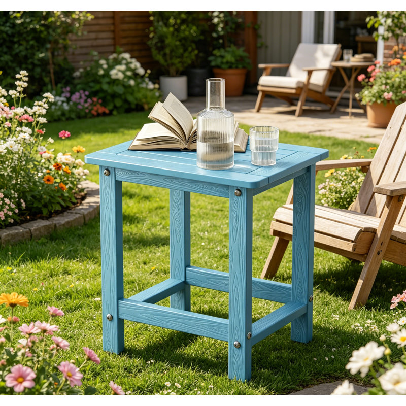 HIPS Outdoor Side Table for Adirondack Chairs, Easy Maintenance & Weather-Resistant Patio End Table with 220Lbs Load Bearing for Backyard, Pool, Patio, Porch, Garden, Lawn, Relaxing Companion