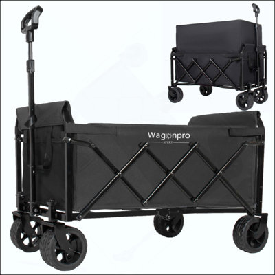 Chariot utilitaire extensible à deux couches avec roues 100% supplémentaires, capacité de 220 lb pour le camping, le magasinage, les sports, le jardinage, la pêche