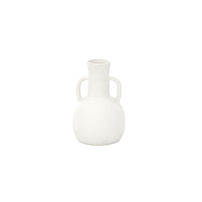 Vase en céramique rond Pelike blanc mat