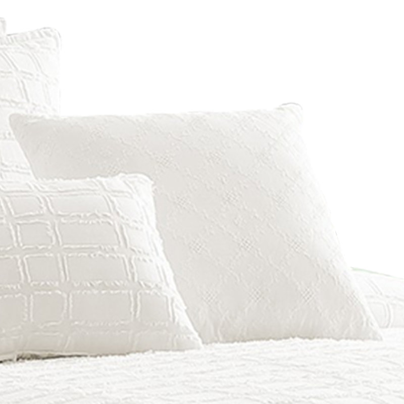 White Cotton Queen Comforter Set with Fringe Details