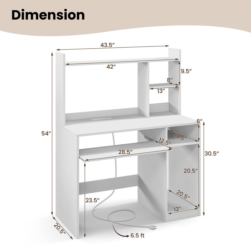 Bureau d'ordinateur Clarance avec station de charge Station de travail de table de jeu 43,5 po avec support pour unité centrale de clavier
