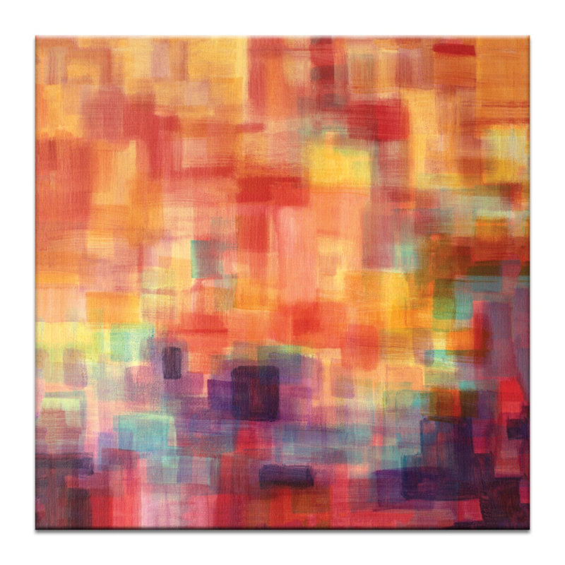 Skyline (Triptych Centre) by Jennifer Webb - Wrapped Canvas Print, Red/Yellow